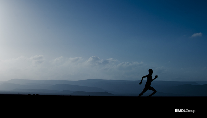 A cliché silhouette of a person running.